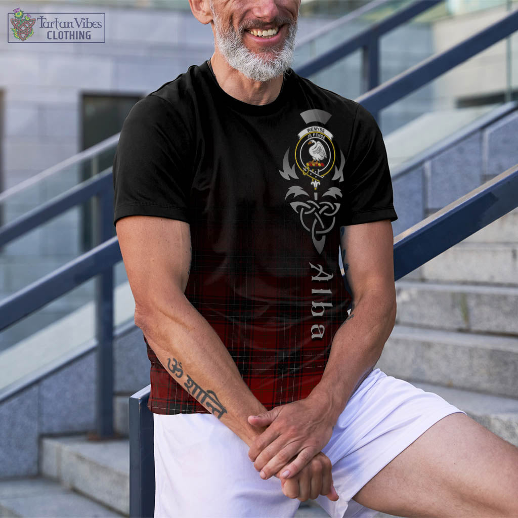 Tartan Vibes Clothing Wemyss Tartan T-Shirt Featuring Alba Gu Brath Family Crest Celtic Inspired