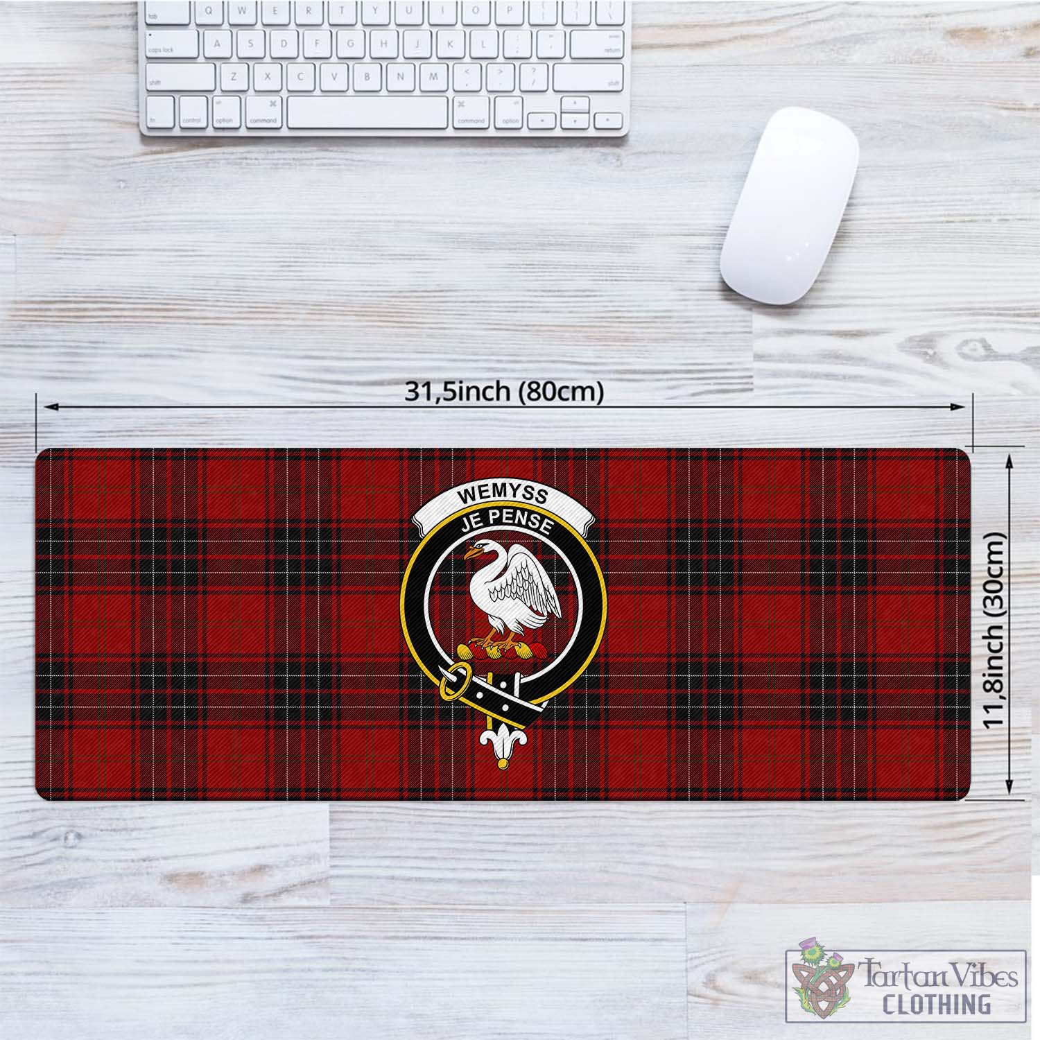 Tartan Vibes Clothing Wemyss Tartan Mouse Pad with Family Crest