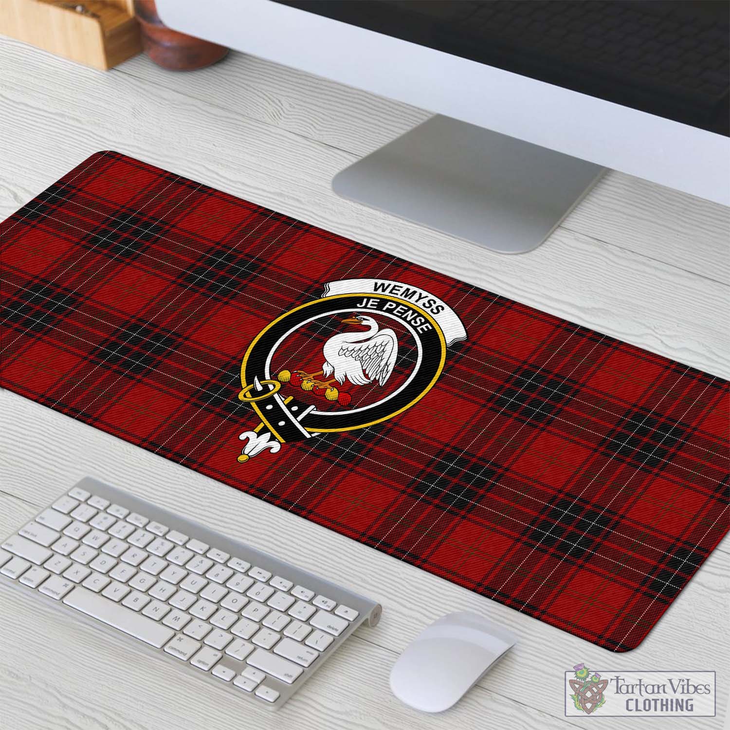 Tartan Vibes Clothing Wemyss Tartan Mouse Pad with Family Crest