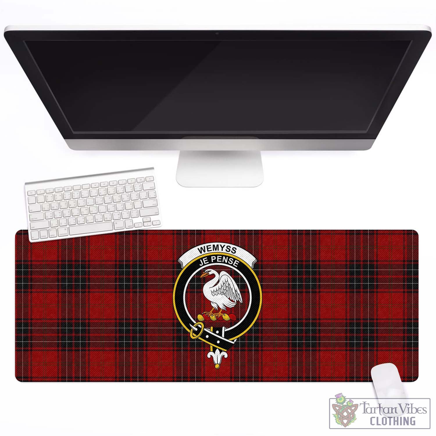 Tartan Vibes Clothing Wemyss Tartan Mouse Pad with Family Crest