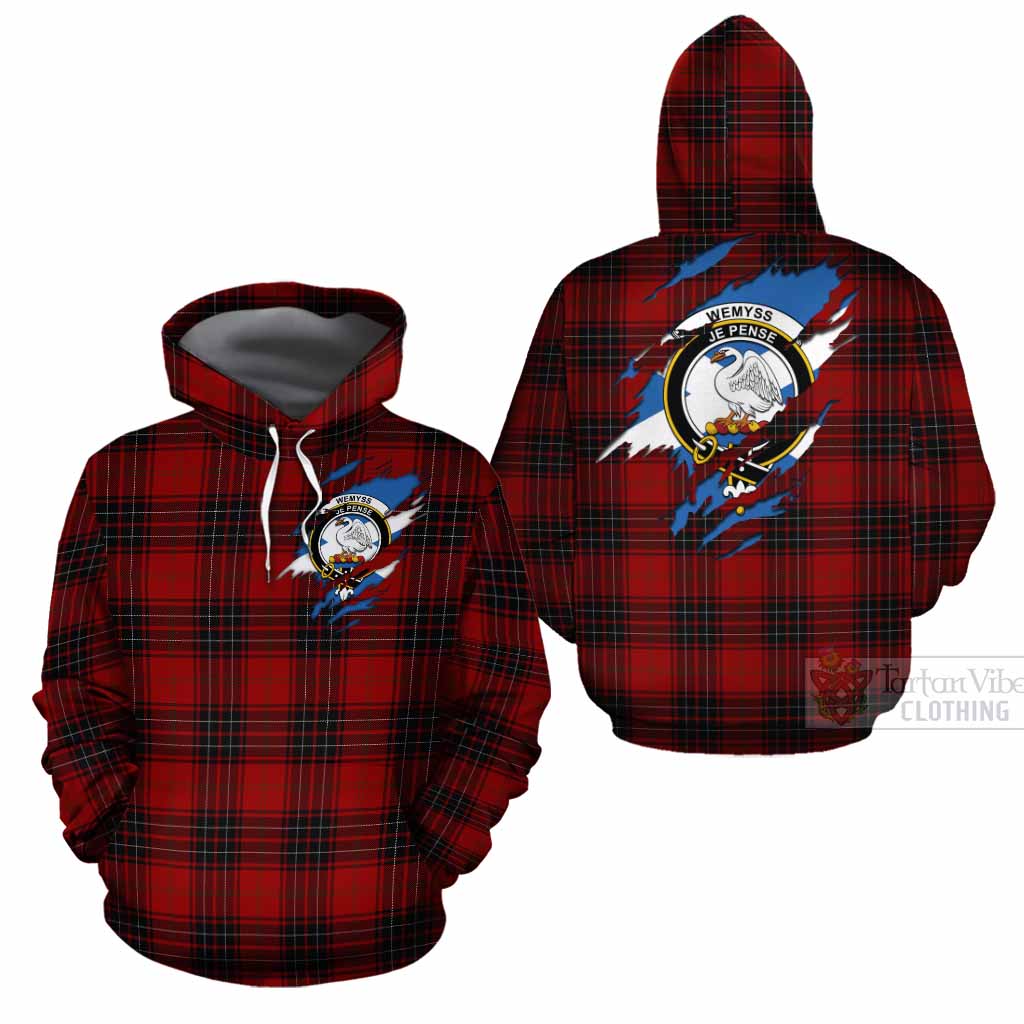 Wemyss Clan Crest In Me Tartan Cotton Hoodie Scotland Flag Style