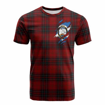 Wemyss Clan Crest In Me Tartan Cotton T-shirt Scotland Flag Style