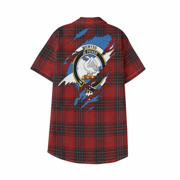 Wemyss Clan Crest In Me Tartan Kid Hawaiian Shirt Scotland Flag Style