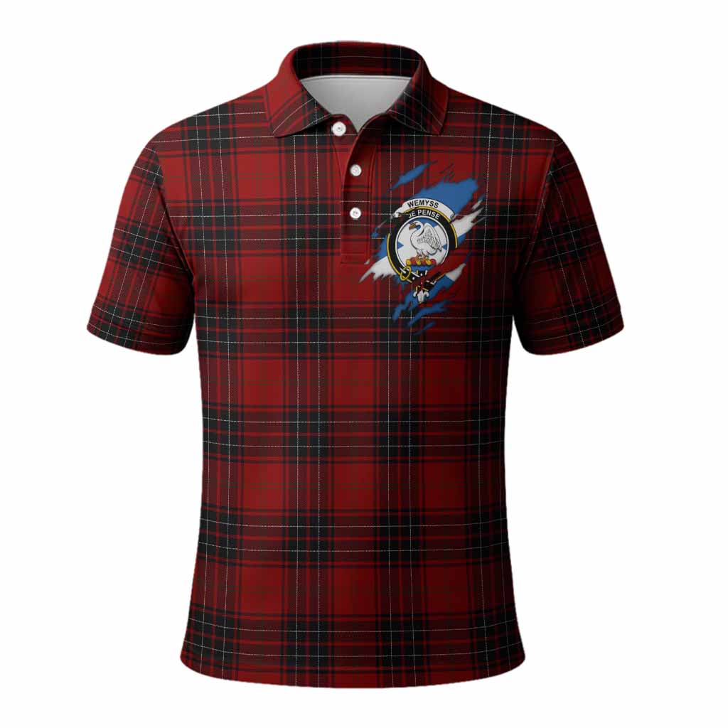 Wemyss Clan Crest In Me Tartan Polo Shirt Scotland Flag Style