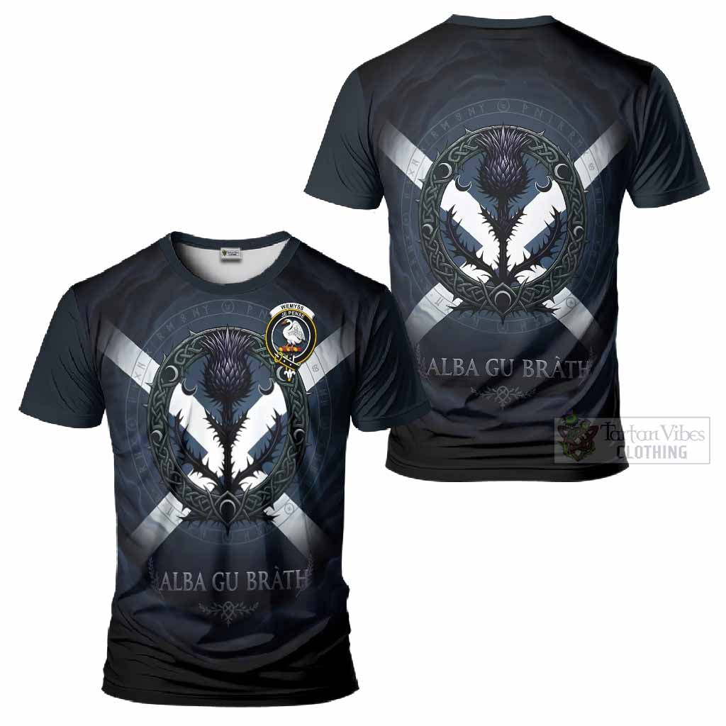 Wemyss Clan Crest T-Shirt with Celtic Knot Thistle and Saltire