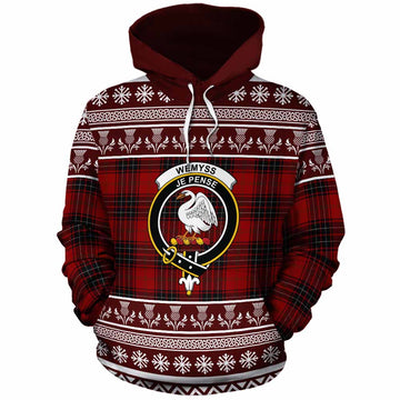 Wemyss Clan Tartan Christmas Cotton Hoodie with Family Crest