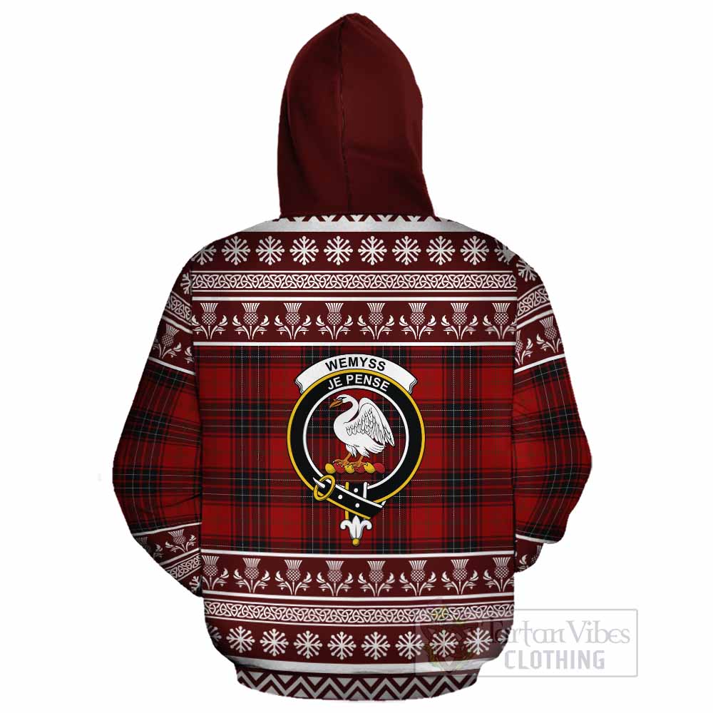 Wemyss Clan Tartan Christmas Cotton Hoodie with Family Crest - Tartan Vibes Clothing