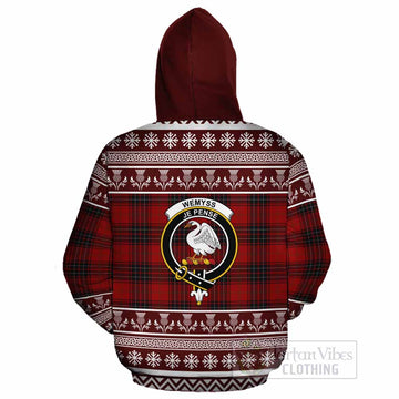 Wemyss Clan Tartan Christmas Cotton Hoodie with Family Crest