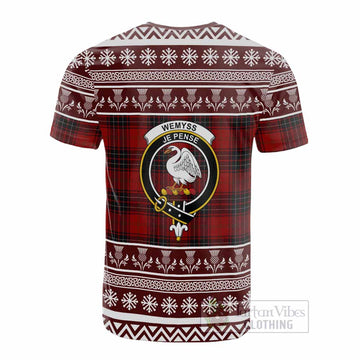 Wemyss Clan Tartan Christmas Cotton T-shirt with Family Crest