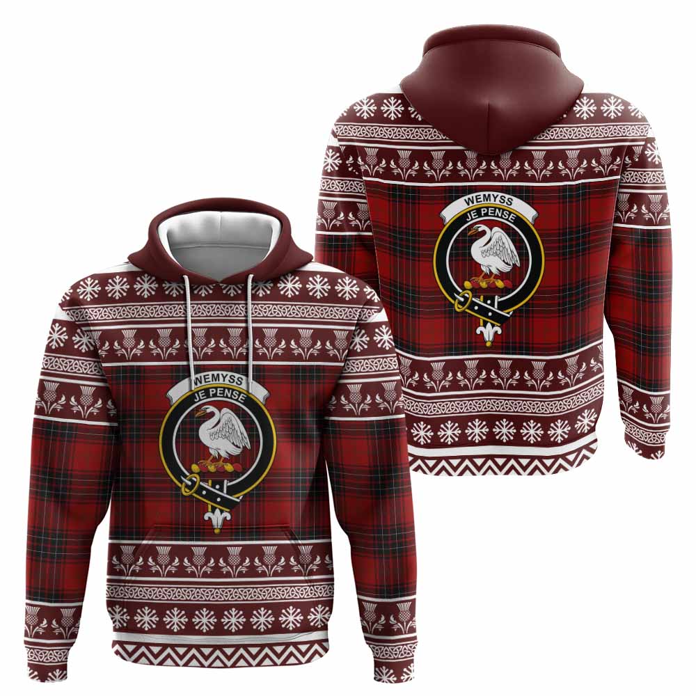 Wemyss Clan Tartan Christmas Hoodie with Family Crest - Tartan Vibes Clothing