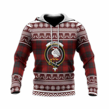 Wemyss Clan Tartan Christmas Knitted Hoodie with Family Crest