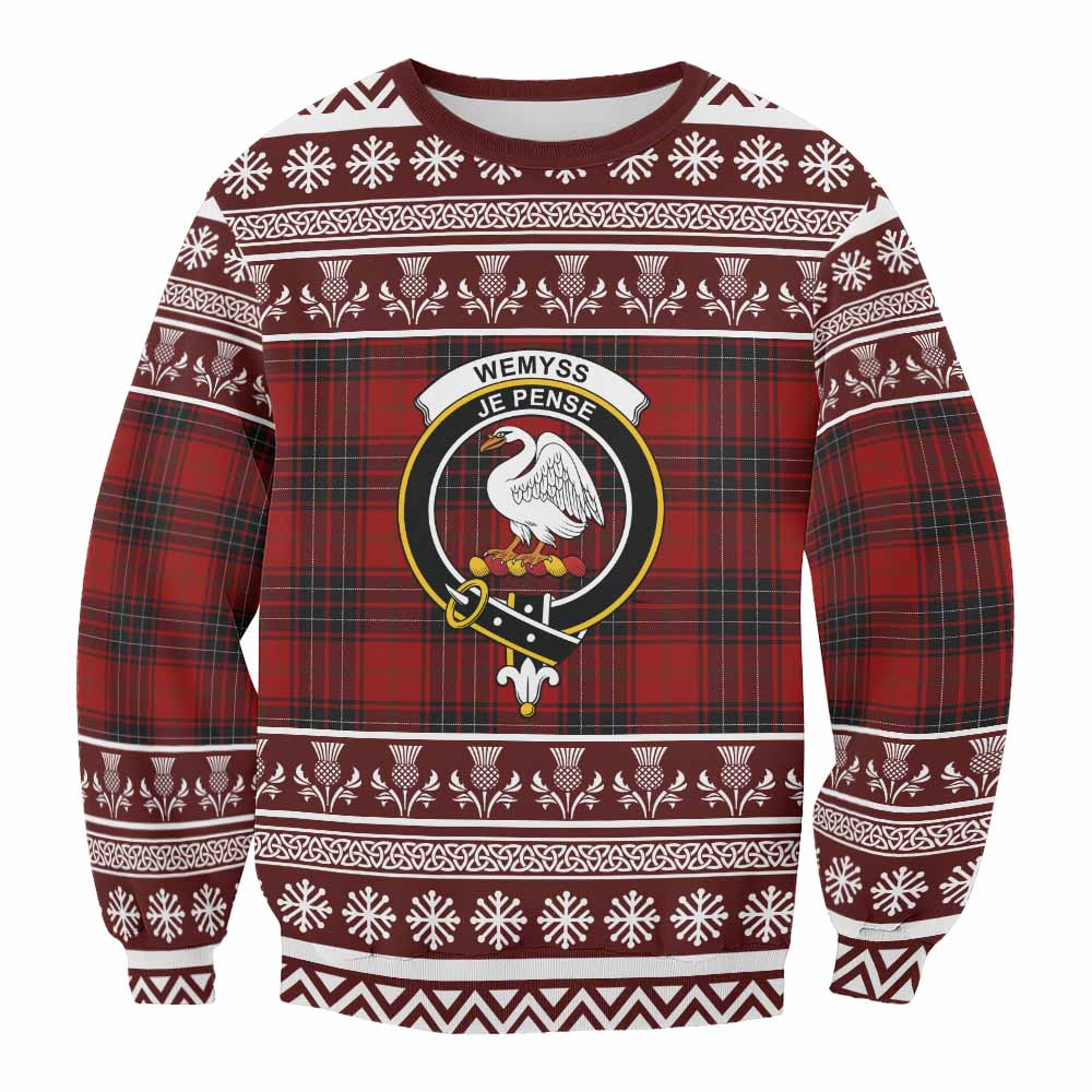 Wemyss Clan Tartan Christmas Sweatshirt with Family Crest - Tartan Vibes Clothing