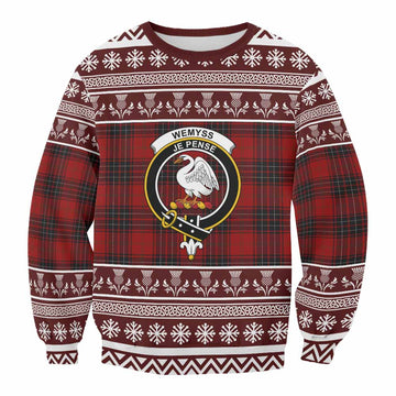 Wemyss Clan Tartan Christmas Sweatshirt with Family Crest
