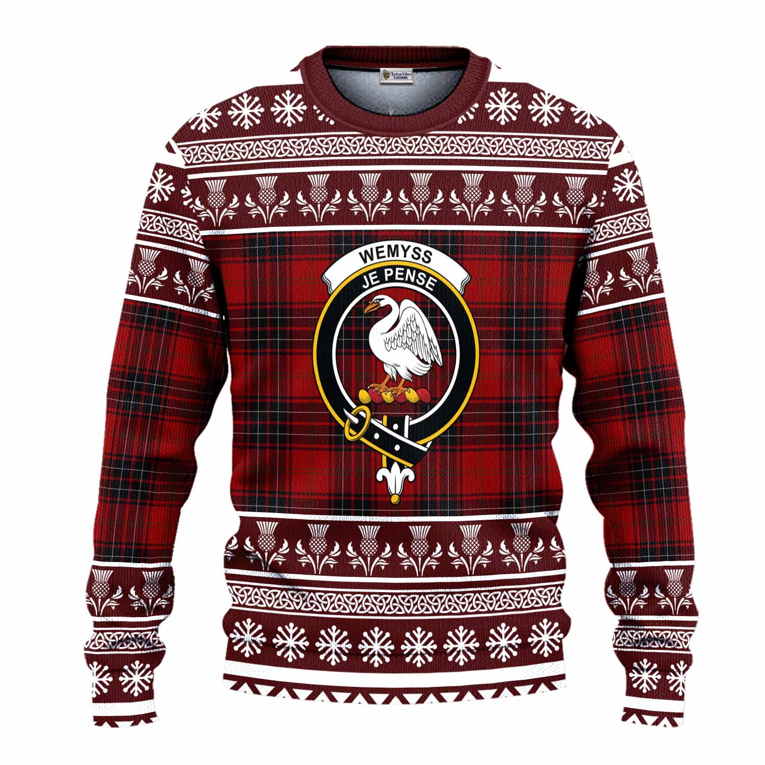 Wemyss Clan Tartan Christmas Ugly Sweater with Family Crest - Tartan Vibes Clothing