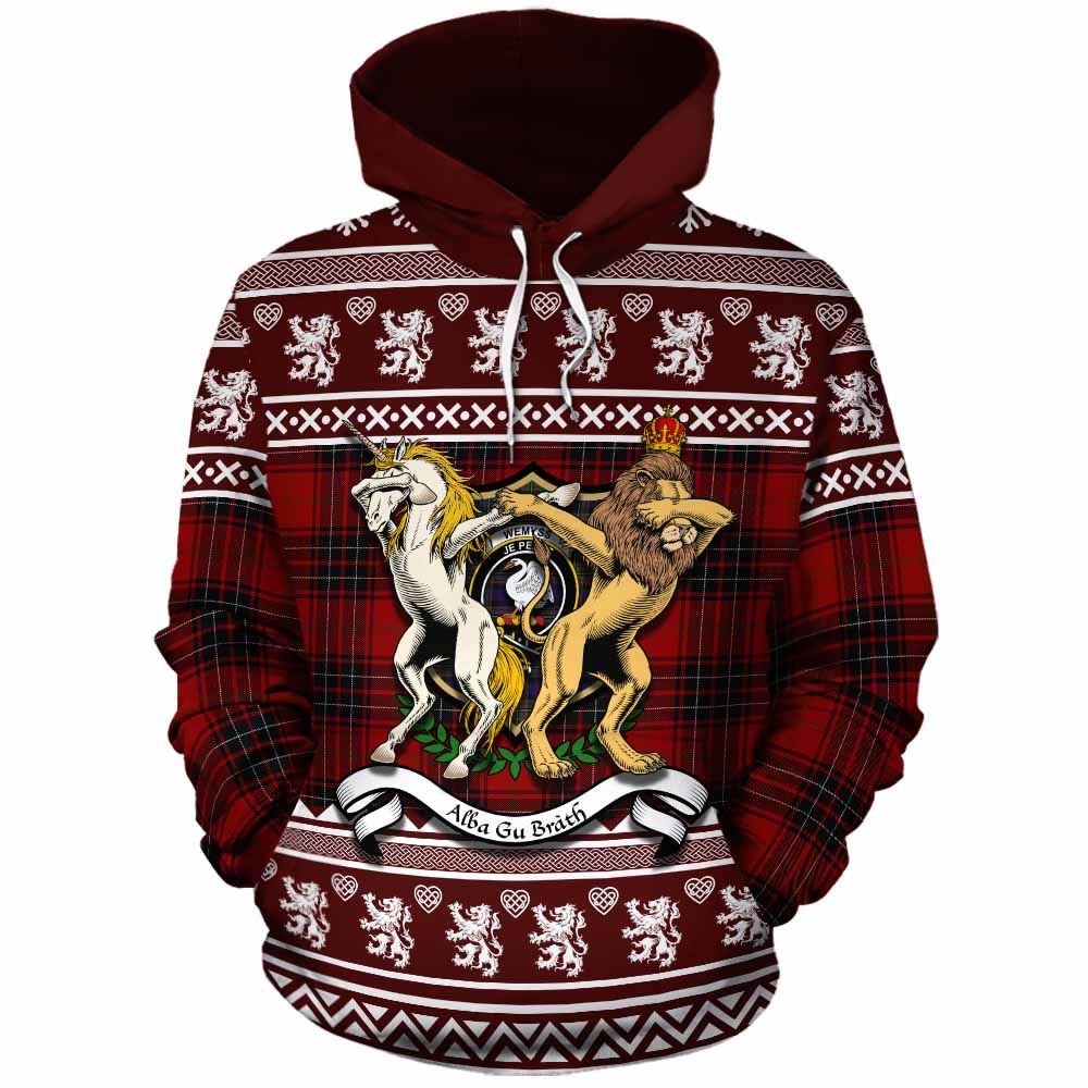 Wemyss Clan Tartan Crest Christmas Cotton Hoodie Coat of Arms Funny Style - Tartan Vibes Clothing