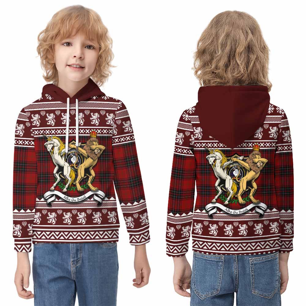 Wemyss Clan Tartan Crest Christmas Kid Hoodie Coat of Arms Funny Style - Tartan Vibes Clothing