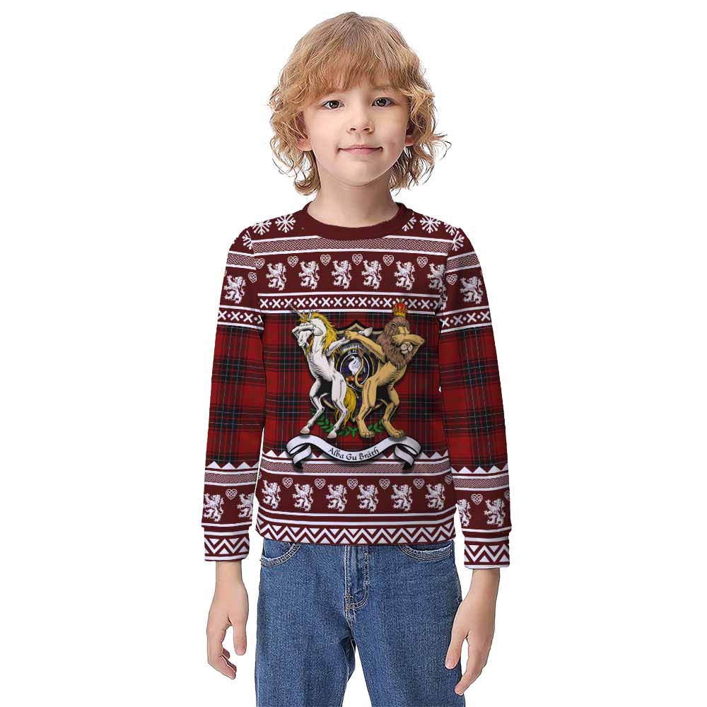 Wemyss Clan Tartan Crest Christmas Kid Ugly Sweatshirt Coat of Arms Funny Style - Tartan Vibes Clothing