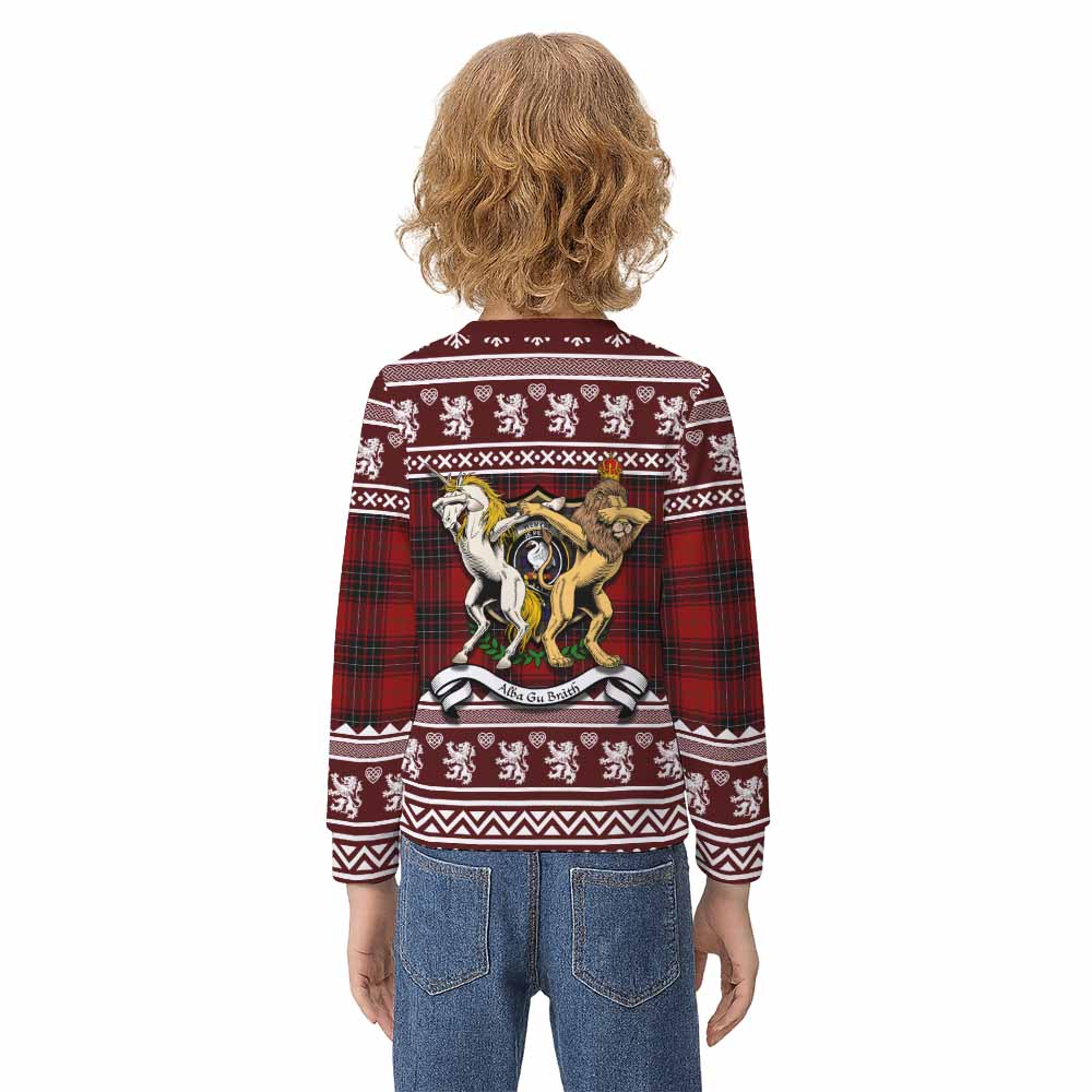 Wemyss Clan Tartan Crest Christmas Kid Ugly Sweatshirt Coat of Arms Funny Style - Tartan Vibes Clothing
