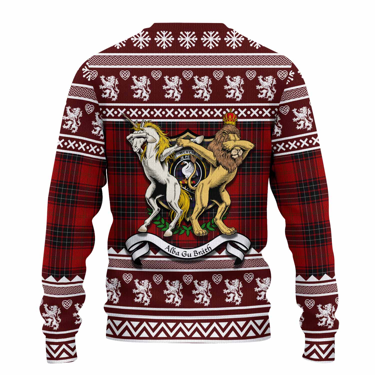 Wemyss Clan Tartan Crest Christmas Ugly Sweater Coat of Arms Funny Style - Tartan Vibes Clothing