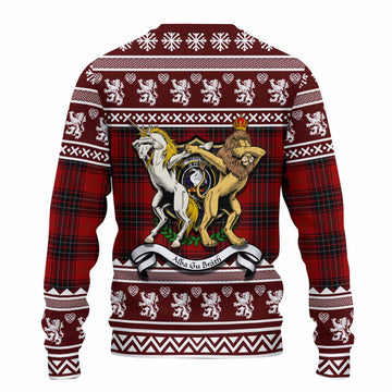 Wemyss Clan Tartan Crest Christmas Ugly Sweater Coat of Arms Funny Style