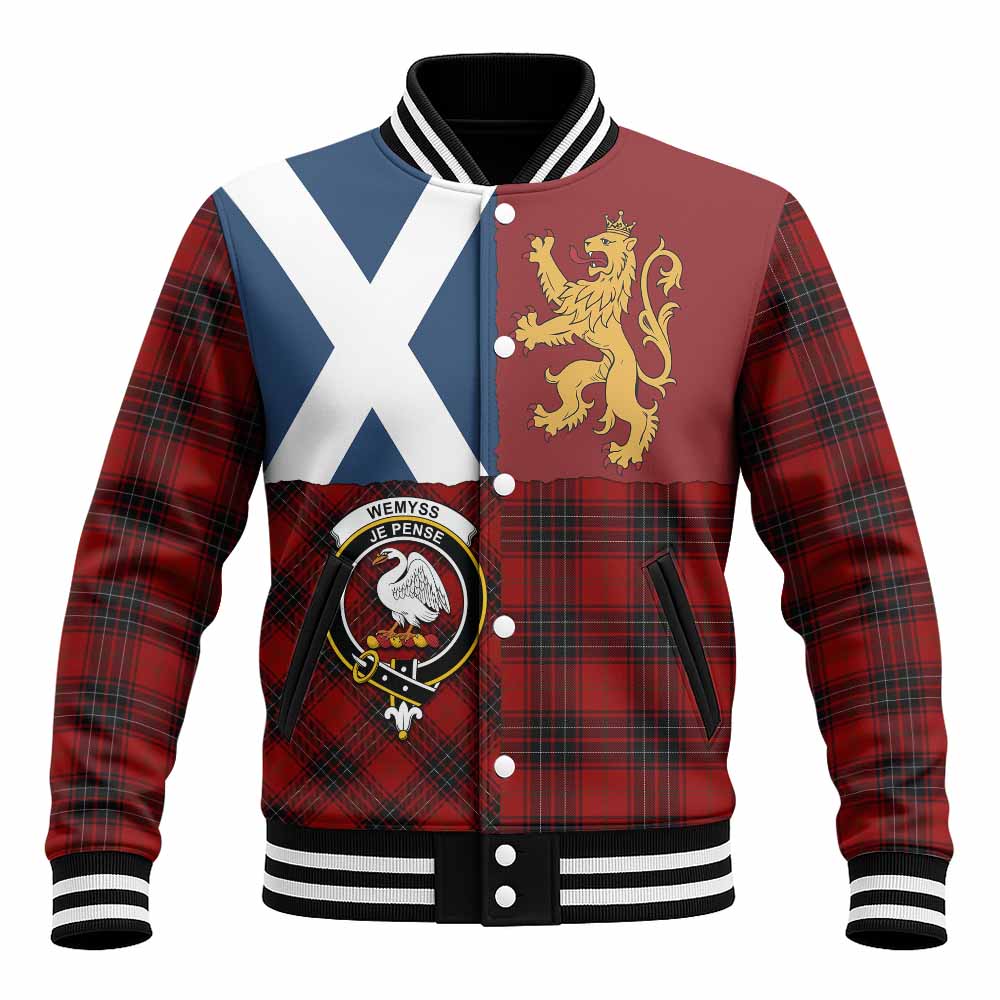 Wemyss Crest Tartan Baseball Jacket with Lion Rampant Saltire Style