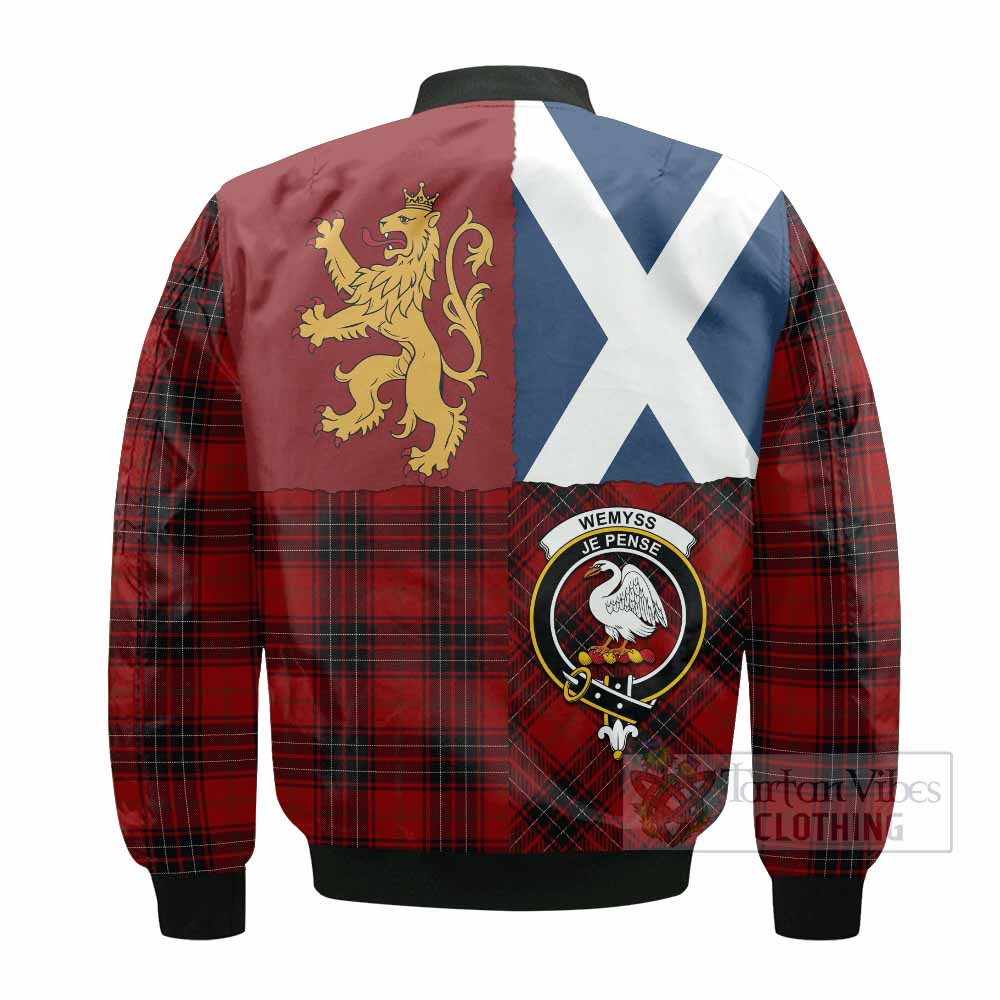 Wemyss Crest Tartan Bomber Jacket with Lion Rampant Saltire Style