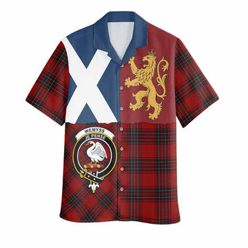 Wemyss Crest Tartan Hawaiian Shirt with Lion Rampant Saltire Style