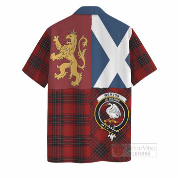 Wemyss Crest Tartan Hawaiian Shirt with Lion Rampant Saltire Style