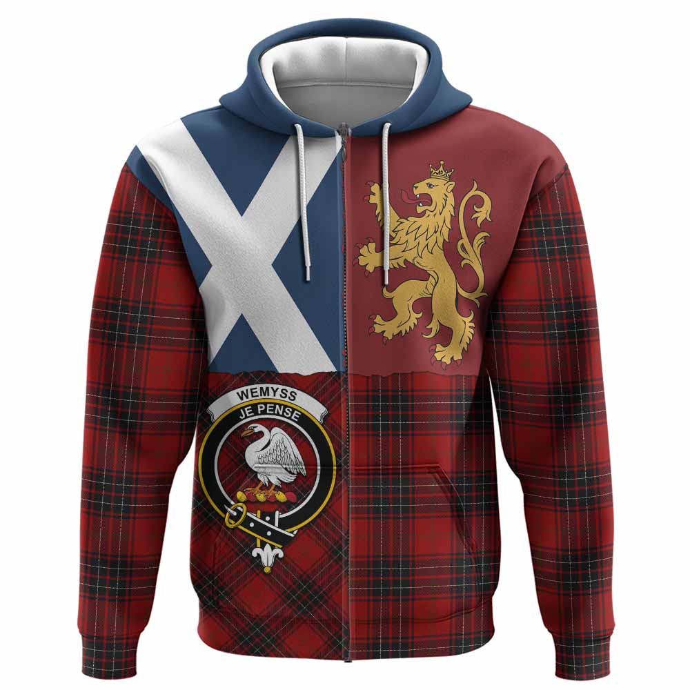 Wemyss Crest Tartan Hoodie with Lion Rampant Saltire Style
