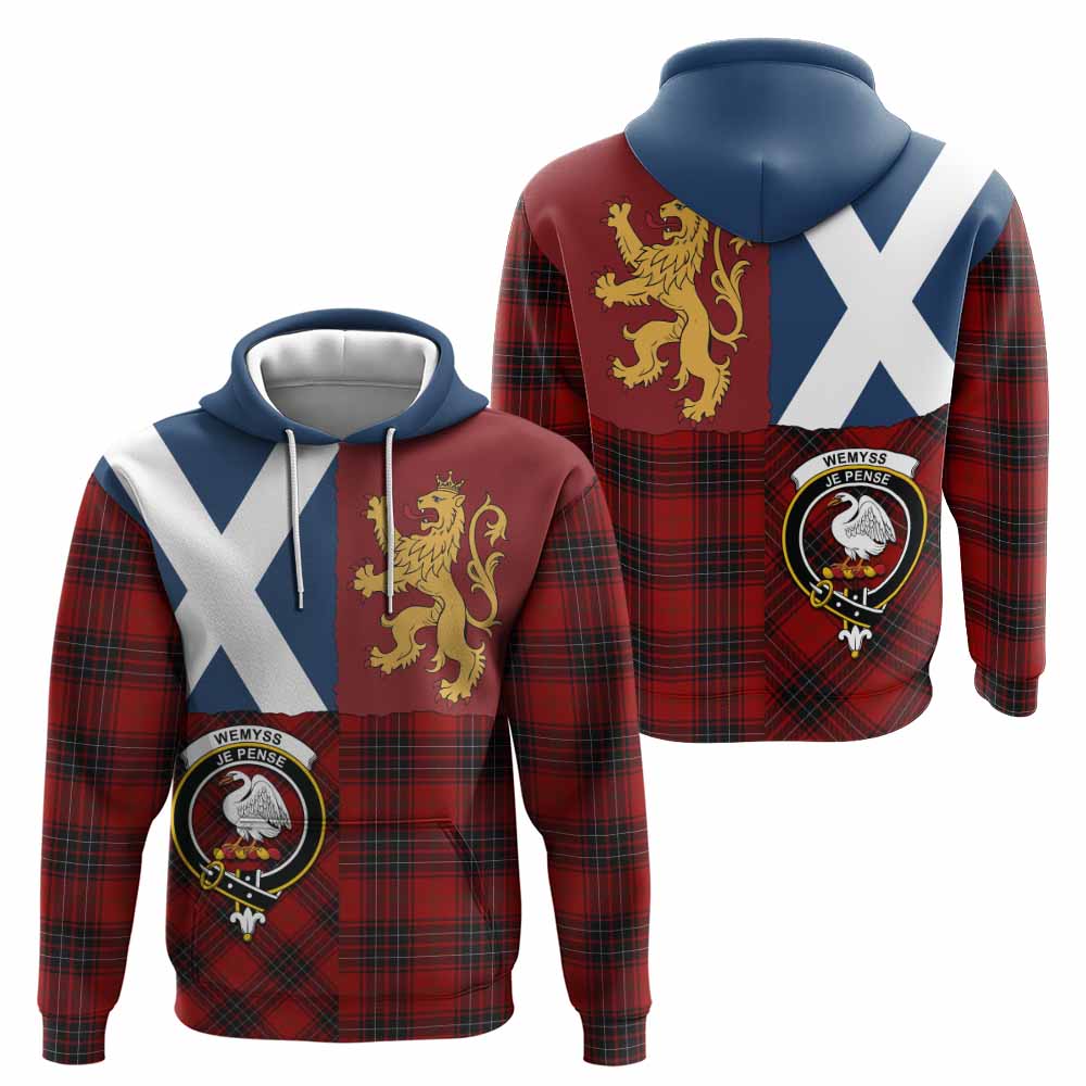Wemyss Crest Tartan Hoodie with Lion Rampant Saltire Style