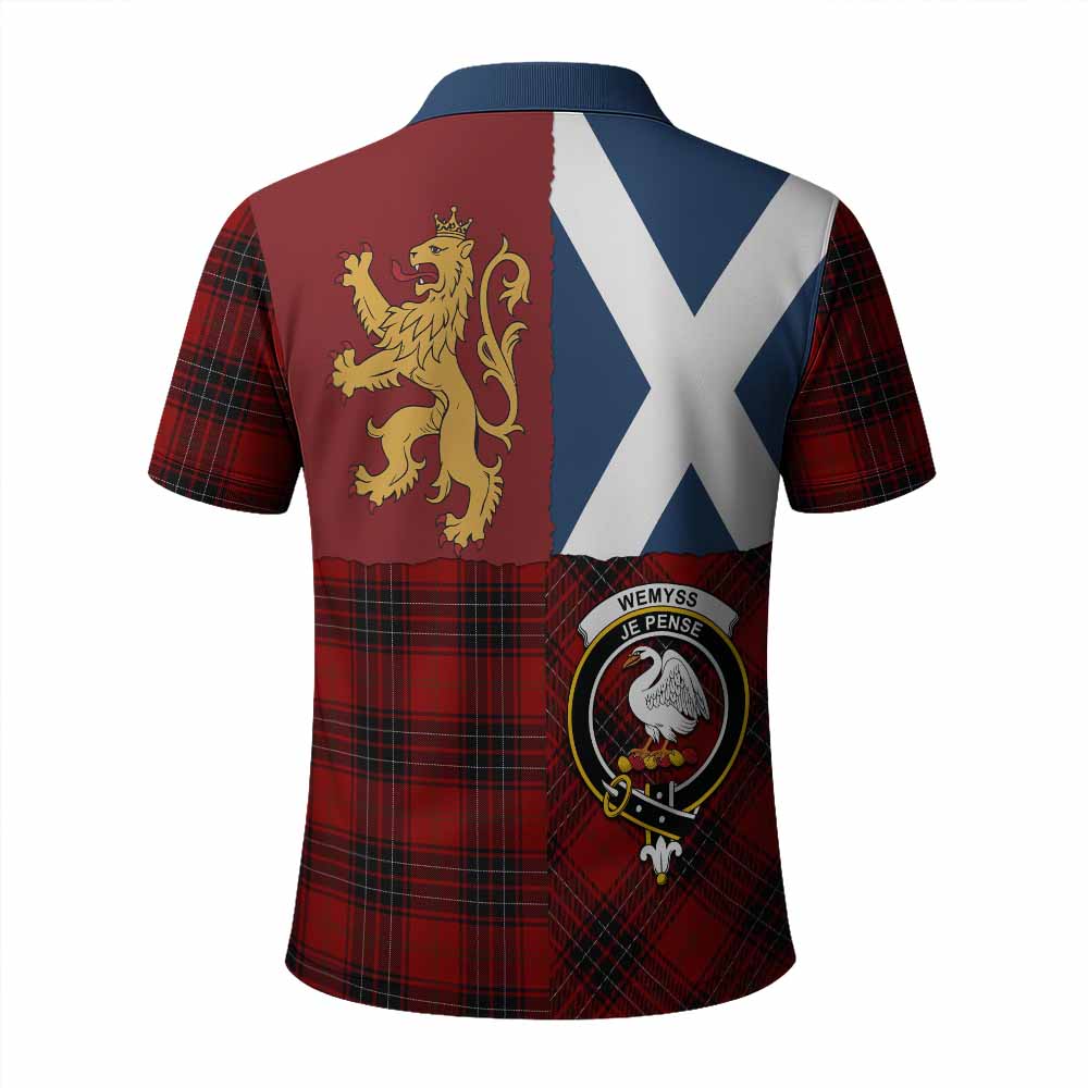 Wemyss Crest Tartan Polo Shirt with Lion Rampant Saltire Style