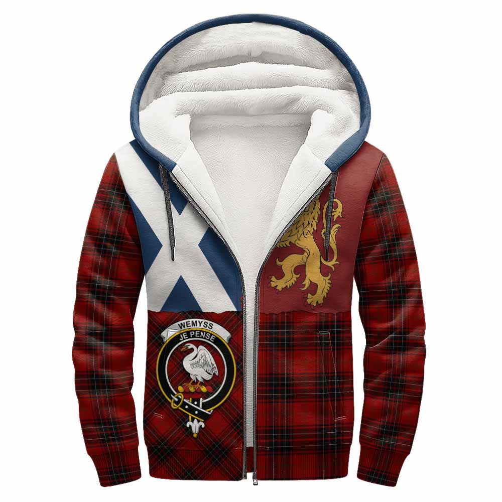 Wemyss Crest Tartan Sherpa Hoodie with Lion Rampant Saltire Style