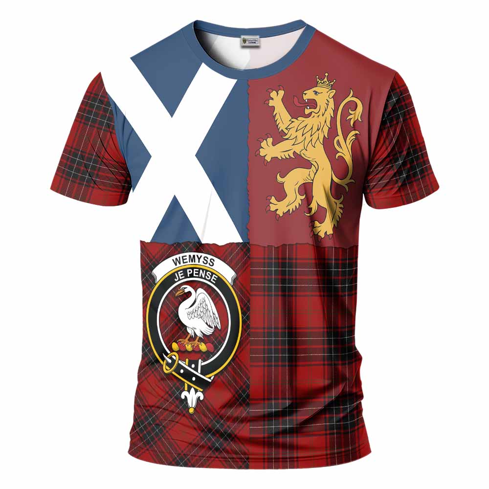 Wemyss Crest Tartan T-Shirt with Lion Rampant Saltire Style