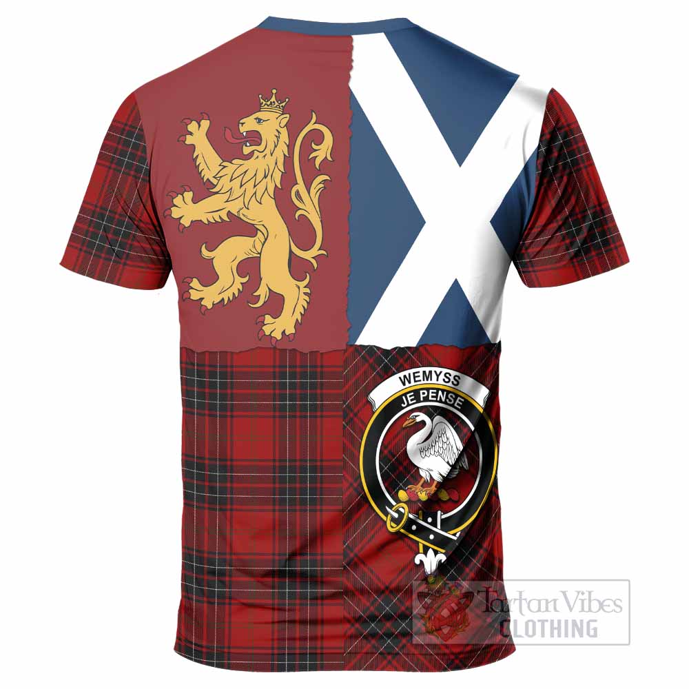 Wemyss Crest Tartan T-Shirt with Lion Rampant Saltire Style