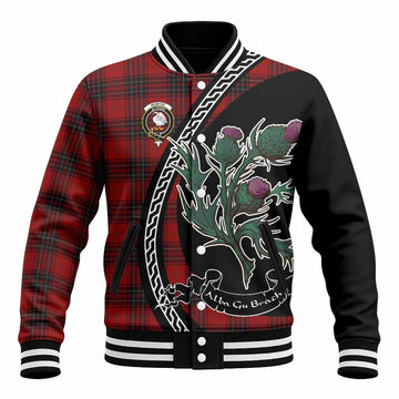 Wemyss Family Crest Tartan Baseball Jacket Alba Thistle Inspired - Tartan Vibes Clothing