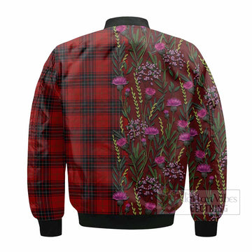Wemyss Family Crest Tartan Bomber Jacket Scottish Thistle Flower Pattern Half Style