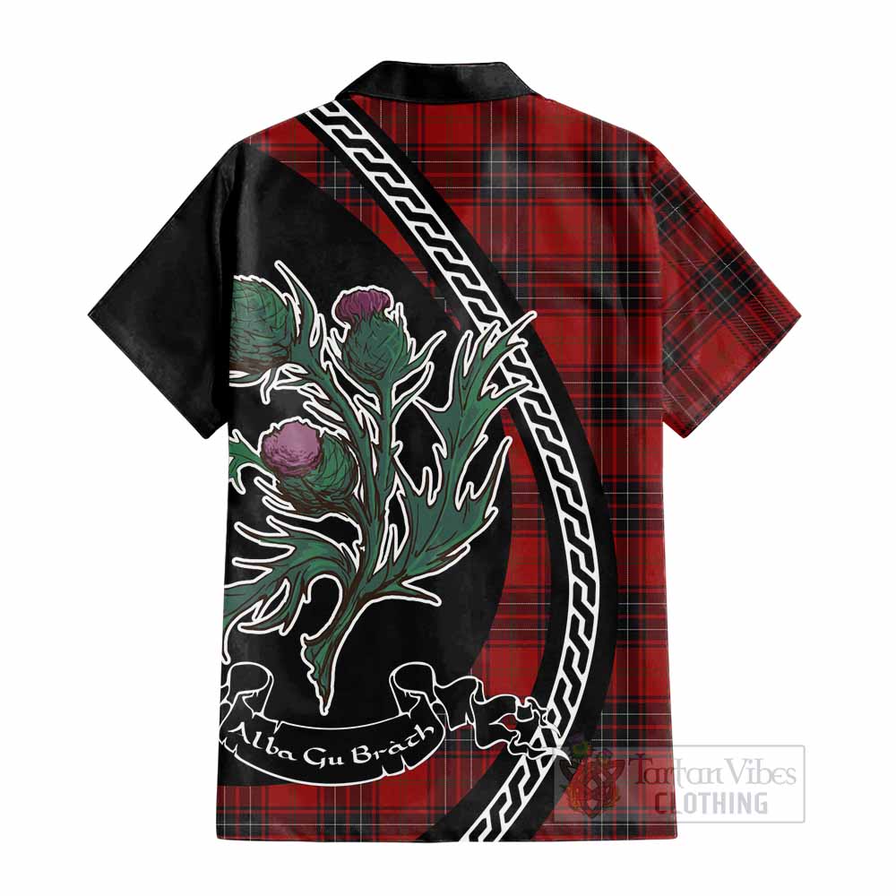 Wemyss Family Crest Tartan Cotton Hawaiian Shirt Alba Thistle Inspired - Tartan Vibes Clothing