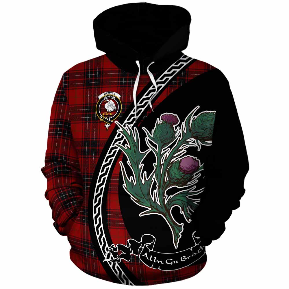 Wemyss Family Crest Tartan Cotton Hoodie Alba Thistle Inspired - Tartan Vibes Clothing