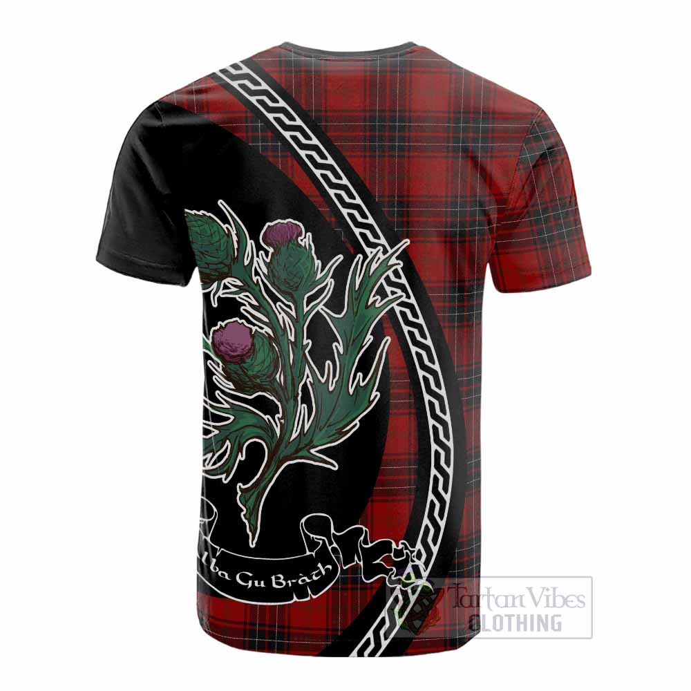 Wemyss Family Crest Tartan Cotton T-shirt Alba Thistle Inspired - Tartan Vibes Clothing