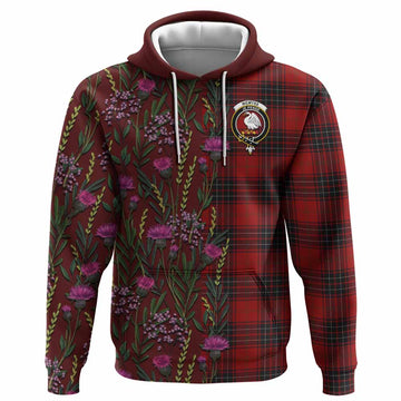 Wemyss Family Crest Tartan Hoodie Scottish Thistle Flower Pattern Half Style - Tartan Vibes Clothing