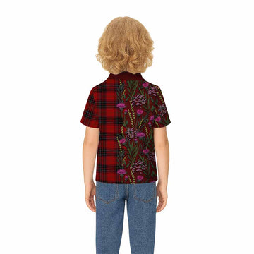 Wemyss Family Crest Tartan Kid Polo Shirt Scottish Thistle Flower Pattern Half Style