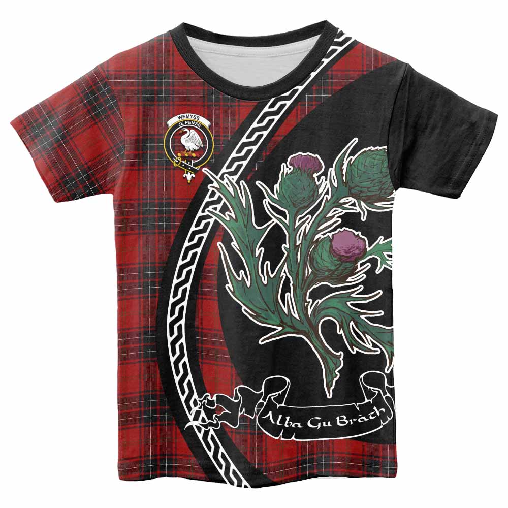 Wemyss Family Crest Tartan Kid T-shirt Alba Thistle Inspired - Tartan Vibes Clothing