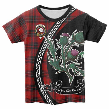 Wemyss Family Crest Tartan Kid T-shirt Alba Thistle Inspired