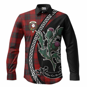 Wemyss Family Crest Tartan Long Sleeve Button Shirts Alba Thistle Inspired
