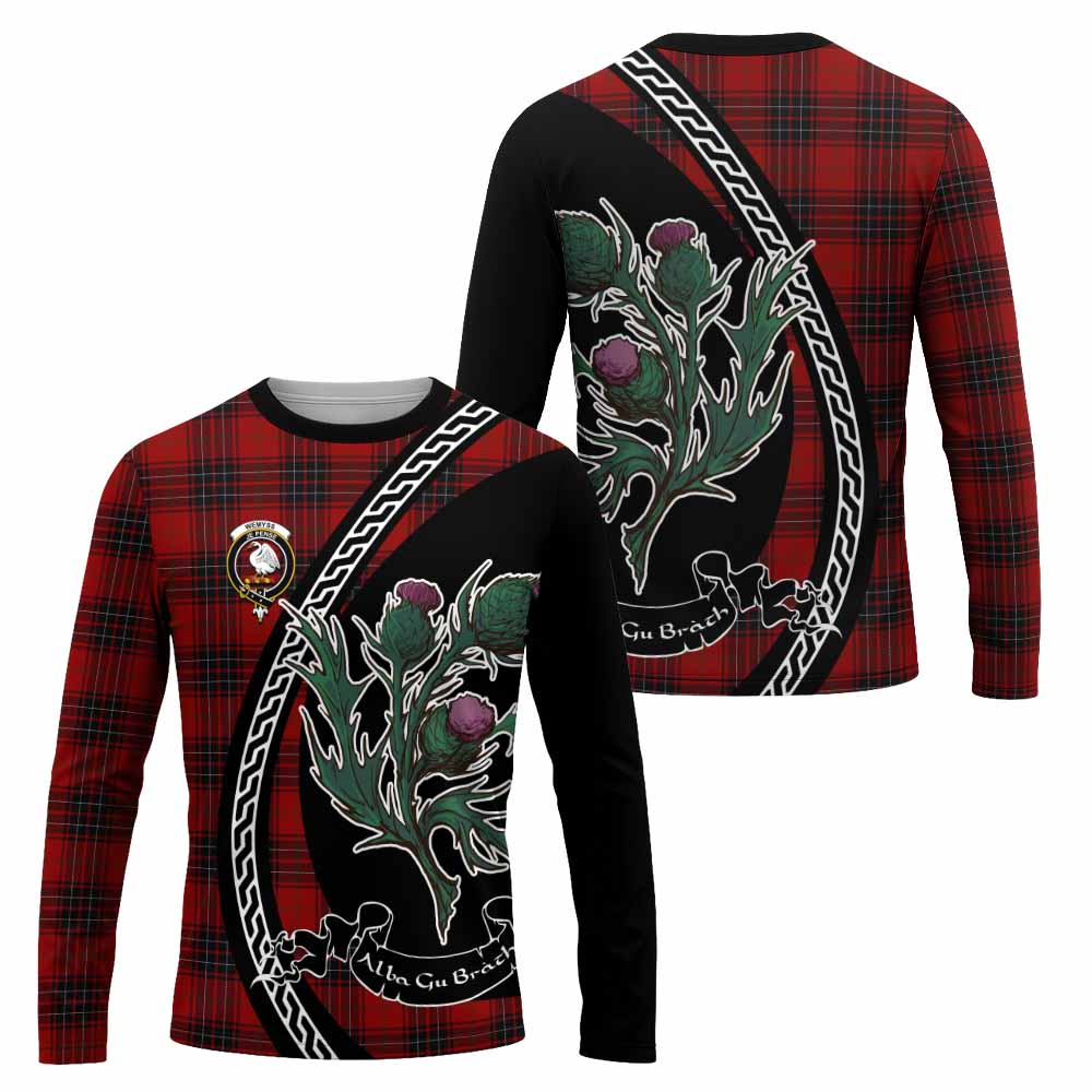 Wemyss Family Crest Tartan Long Sleeve T-Shirt Alba Thistle Inspired - Tartan Vibes Clothing