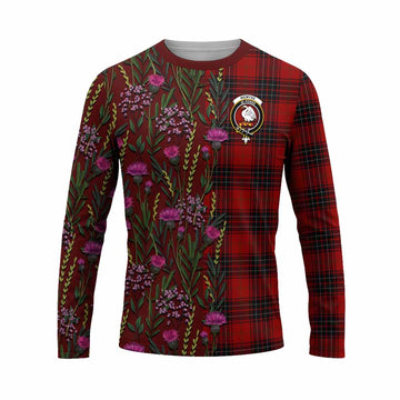 Wemyss Family Crest Tartan Long Sleeve T-Shirt Scottish Thistle Flower Pattern Half Style - Tartan Vibes Clothing