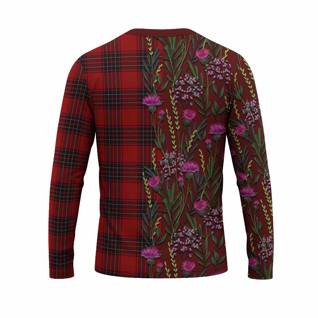 Wemyss Family Crest Tartan Long Sleeve T-Shirt Scottish Thistle Flower Pattern Half Style - Tartan Vibes Clothing