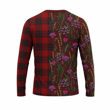 Wemyss Family Crest Tartan Long Sleeve T-Shirt Scottish Thistle Flower Pattern Half Style - Tartan Vibes Clothing