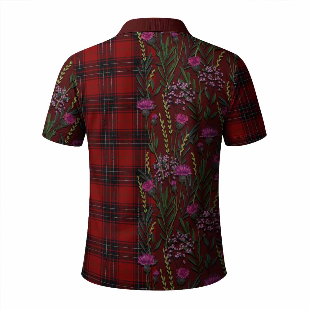 Wemyss Family Crest Tartan Polo Shirt Scottish Thistle Flower Pattern Half Style - Tartan Vibes Clothing