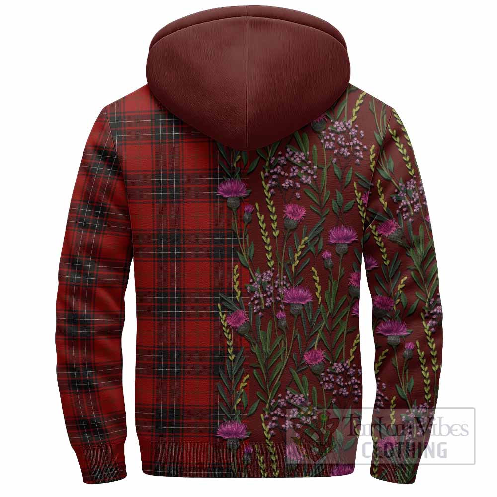 Wemyss Family Crest Tartan Sherpa Hoodie Scottish Thistle Flower Pattern Half Style - Tartan Vibes Clothing